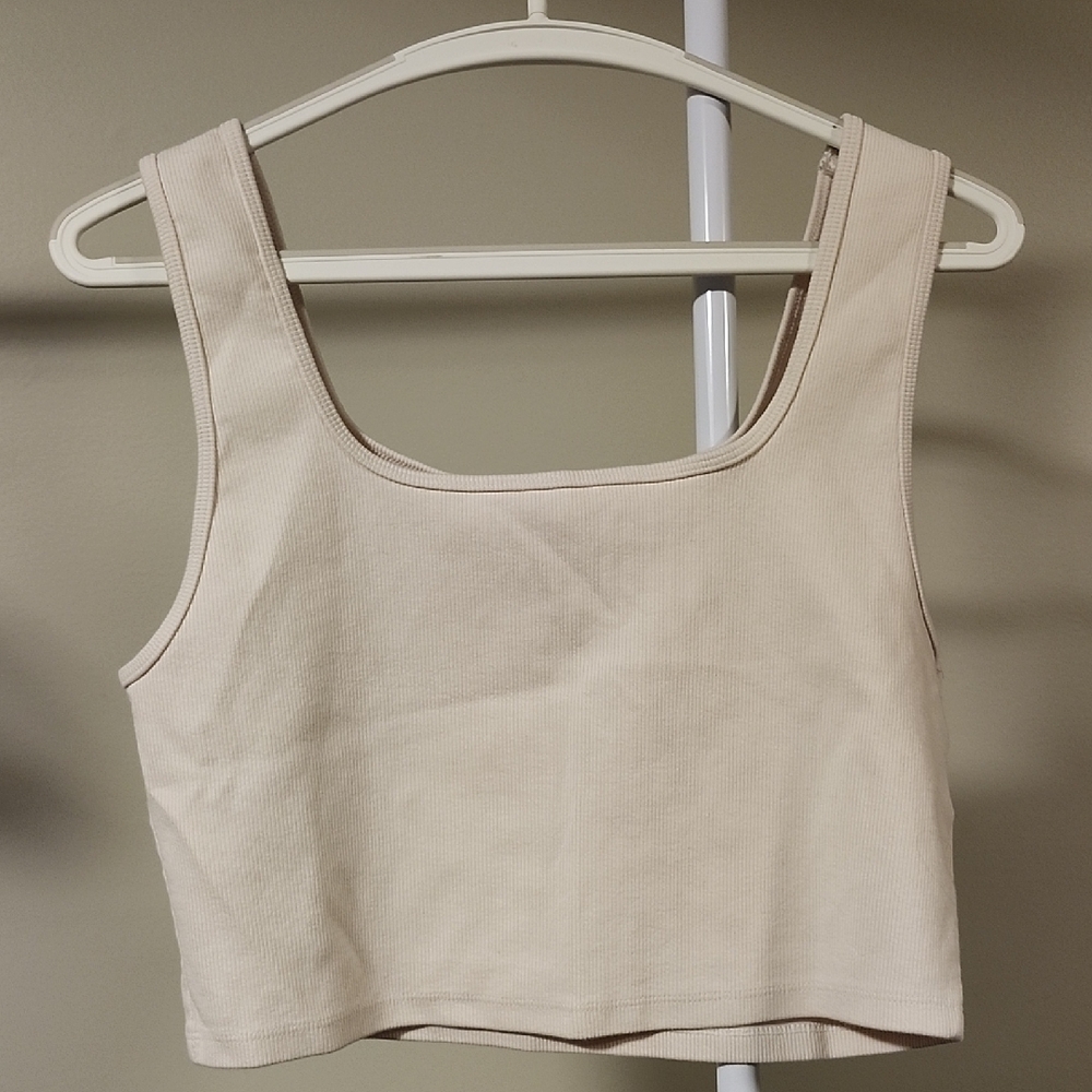 H&M Cream Women's Crop Top Size L PTP 16